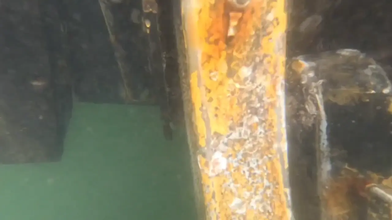 Corrosion on swim platform — missing bonding wires — Water Works Yacht Services, Southern California