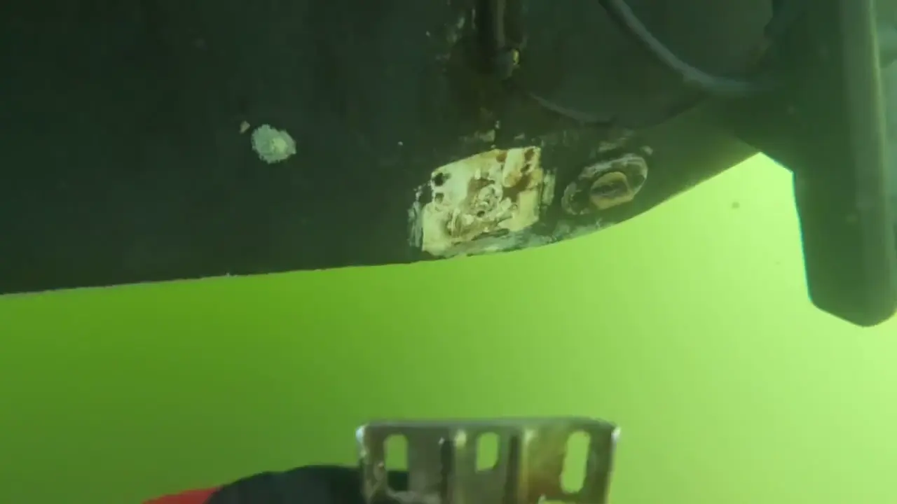 Broken transducer mount — Water Works Yacht Services, Southern California